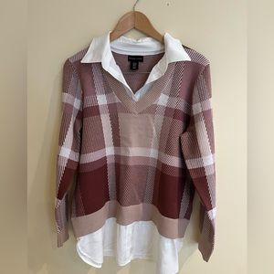 Adrienne Vittadini Womens Layered Sweater Size XL